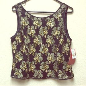 NWT. JS Collection Sequined sleeveless Zip up top